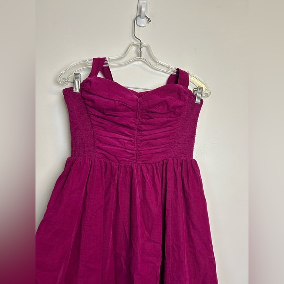 Anthropologie HD in Paris Size 6 Mini Corduroy Dress Purple Magenta Strapless - Picture 4 of 16